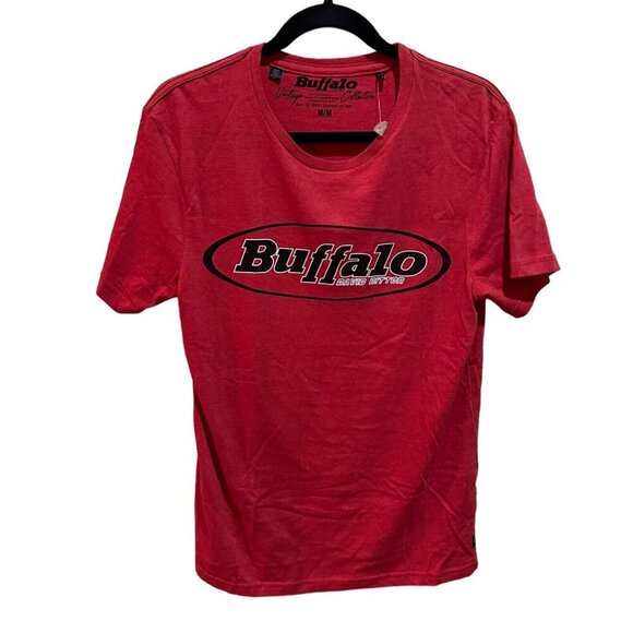 Buffalo David‎ Bitton Mens Size M Red Black SpellOut T-Shirt Naome NEW - Picture 1 of 5